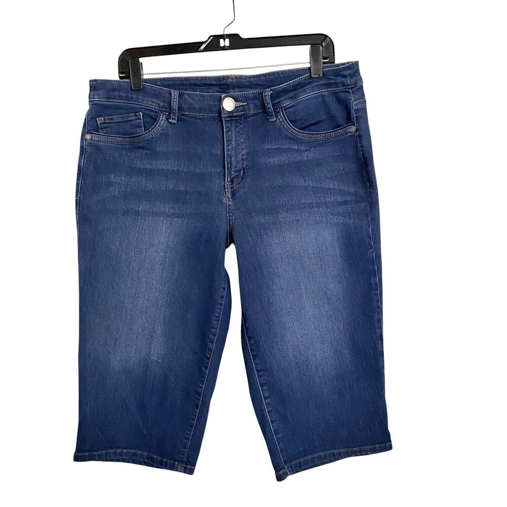 Christopher & Banks Shorts Womens 12 Dark Blue Stretch Skimmers Bermuda